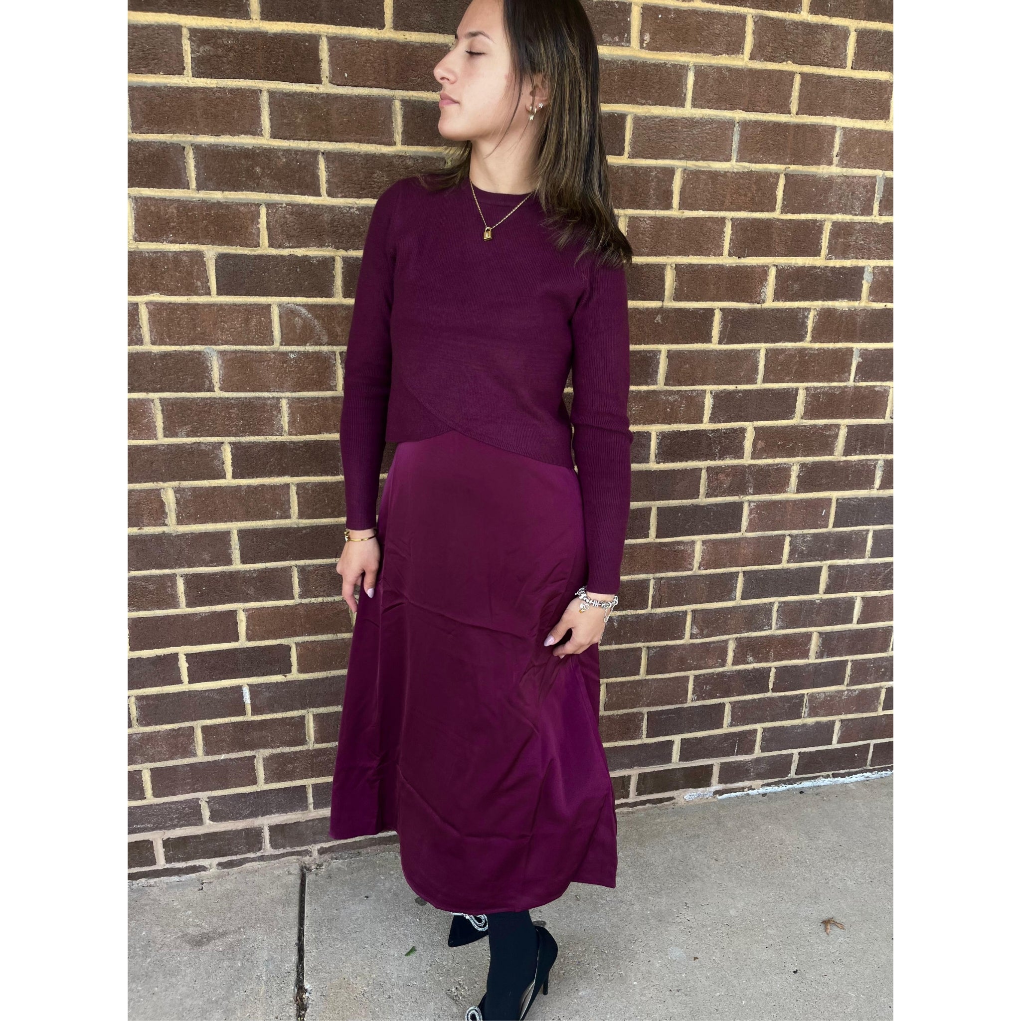 Burgundy Slip Dress by Ivee Burgundy Slip Dress by Ivee