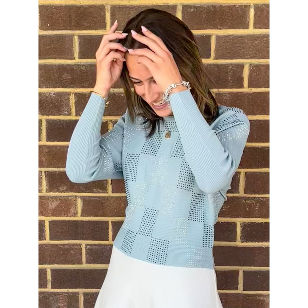 Ribbed Dolman Top Light Blue