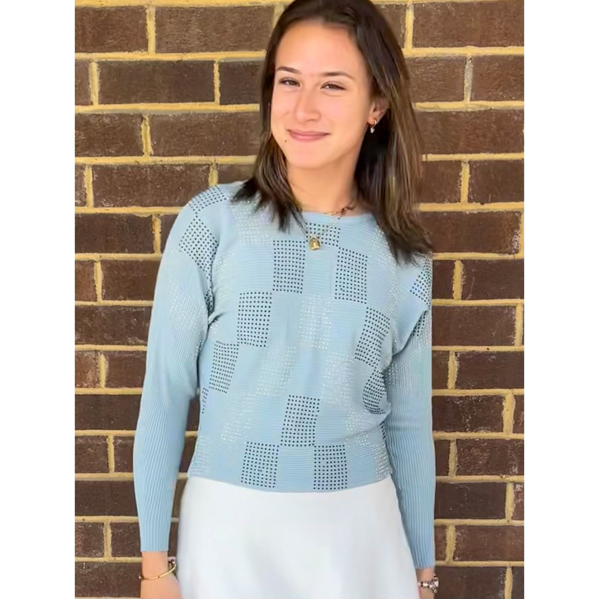 Ribbed Dolman Top Light Blue