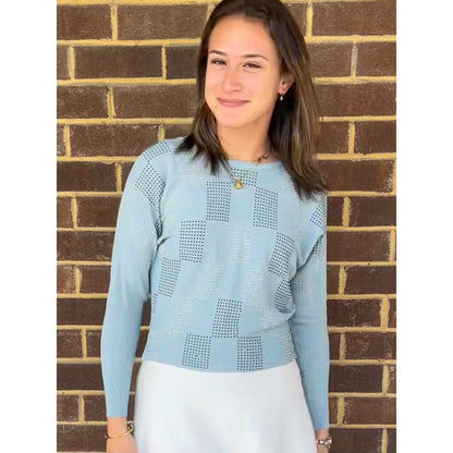Ribbed Dolman Top Light Blue