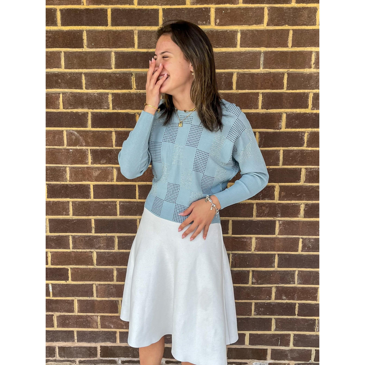 Ribbed Dolman Top Light Blue