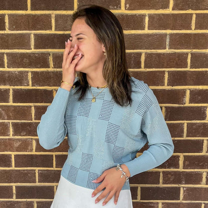 Ribbed Dolman Top Light Blue