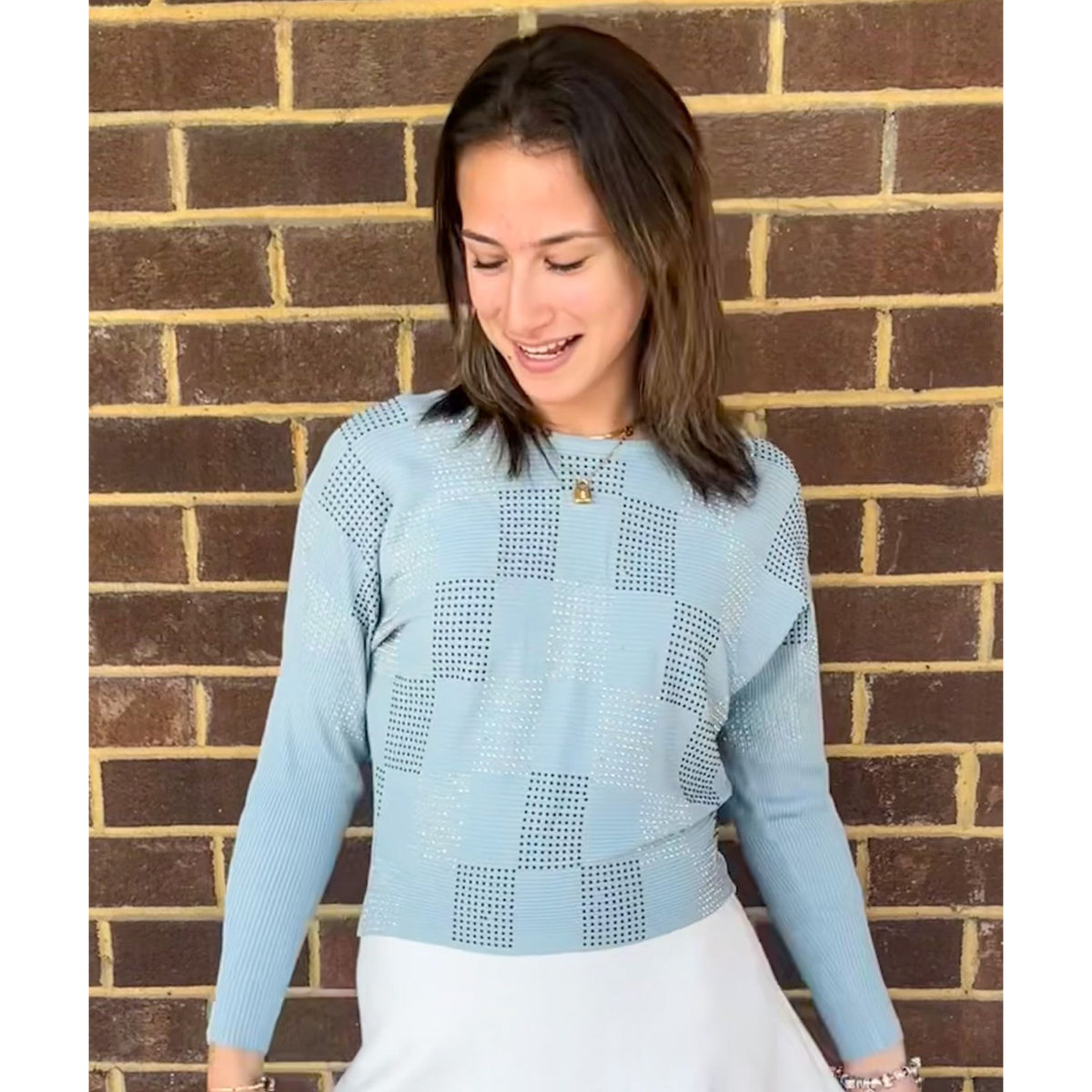 Ribbed Dolman Top Light Blue