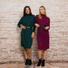 Emery Mock Neck Dress Hunter Green