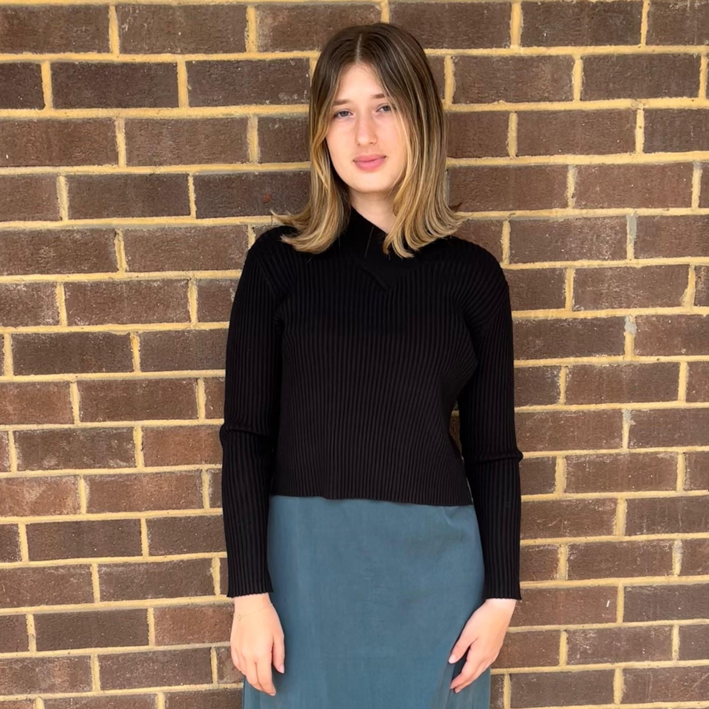 Black Wide Ribbed Collared Top - The Mimi Boutique