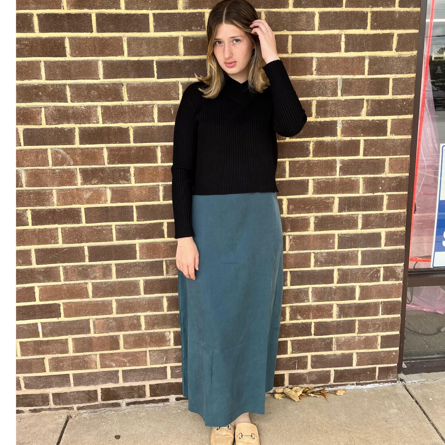 Black Wide Ribbed Collared Top - The Mimi Boutique