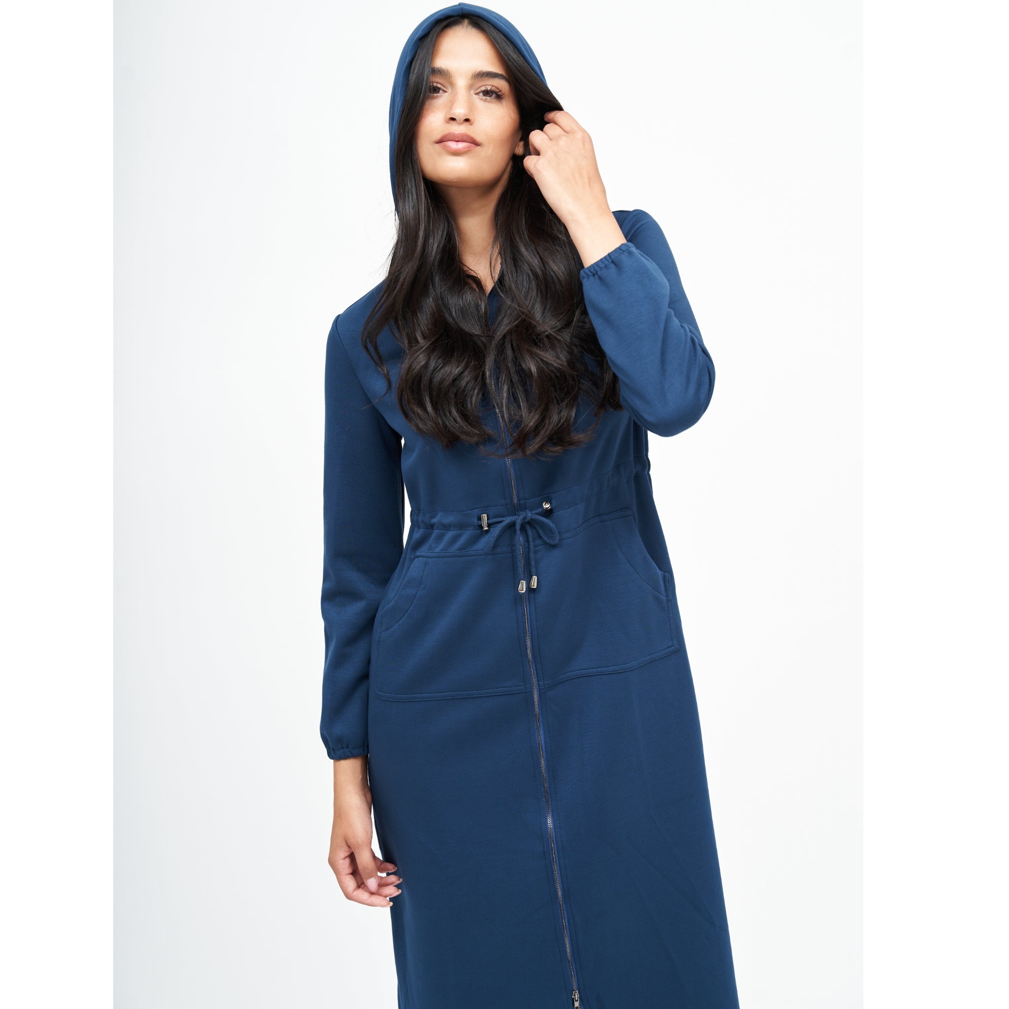 ankle length hoodie dress Hoodie dress/ Linen Dress Hoodie/ Autumn Hooded Dresses/ Ankle Length