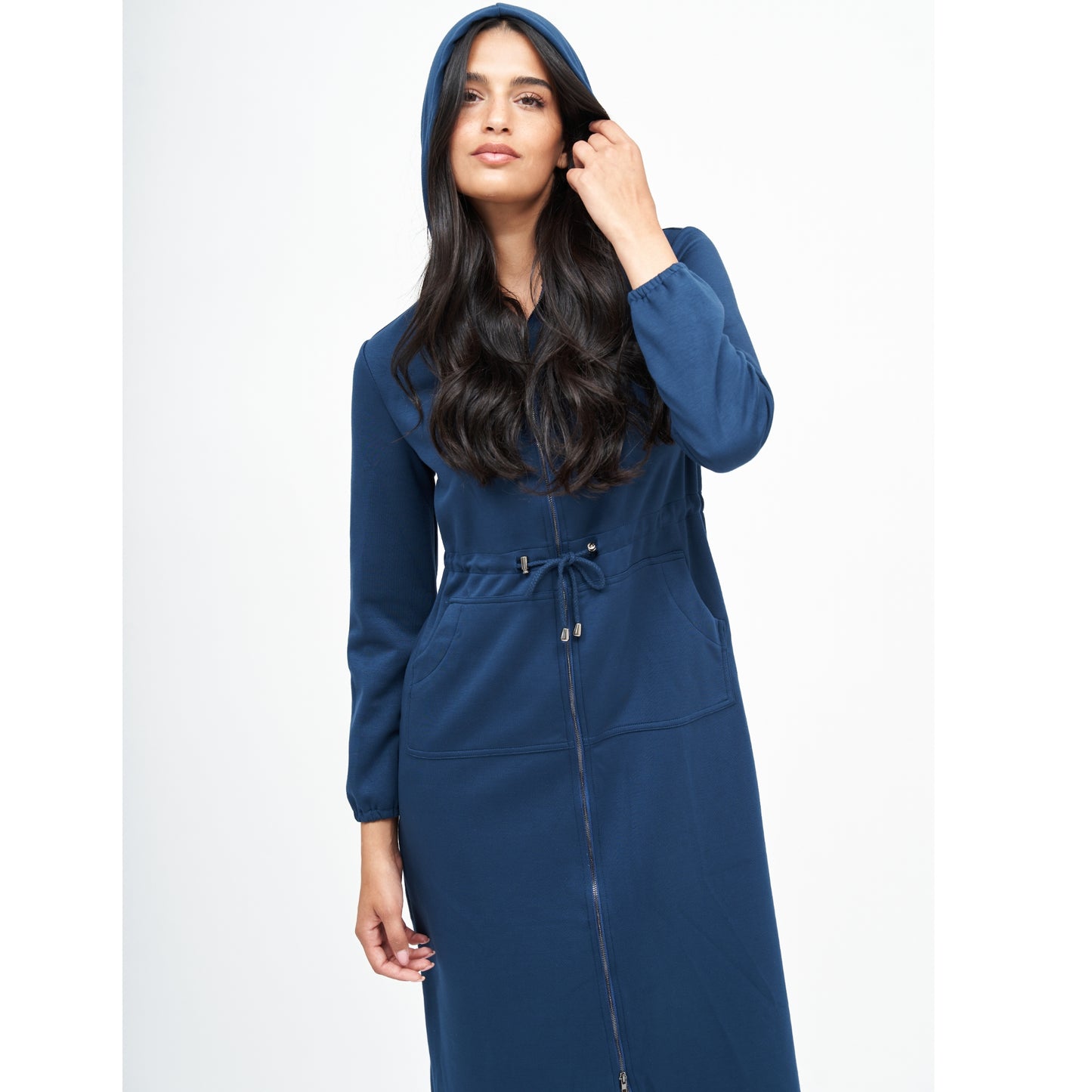 Peacock Teal Short Hoodie Dress by Daniella Faye