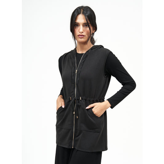 Hoodie Vest Black by DF - The Mimi Boutique