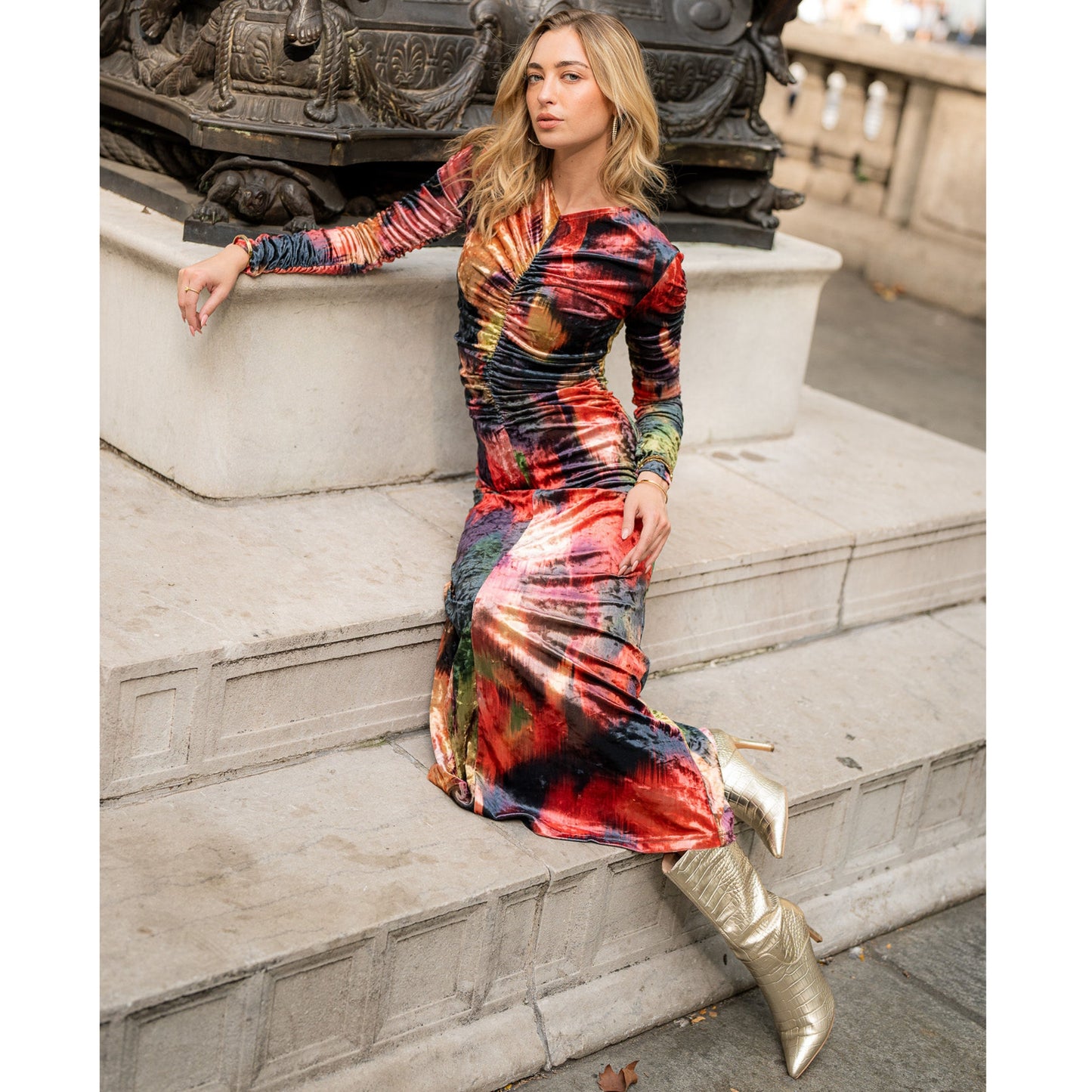 Flora Abstract Color Velvet Maxi by Adina LV