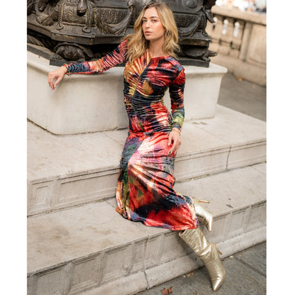 Flora Abstract Color Velvet Maxi by Adina LV