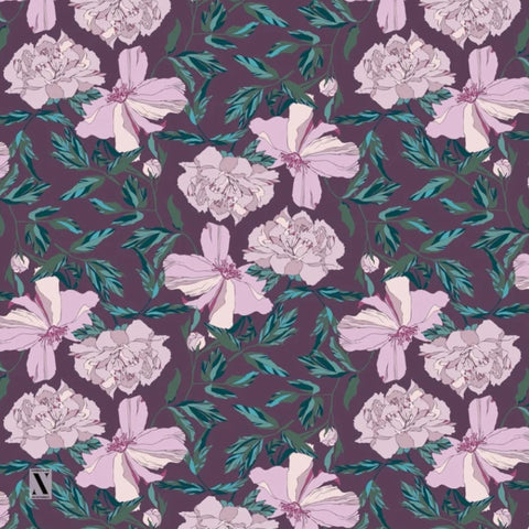 Plum Floral Tichel Nicsessories With Nonslip Velvet