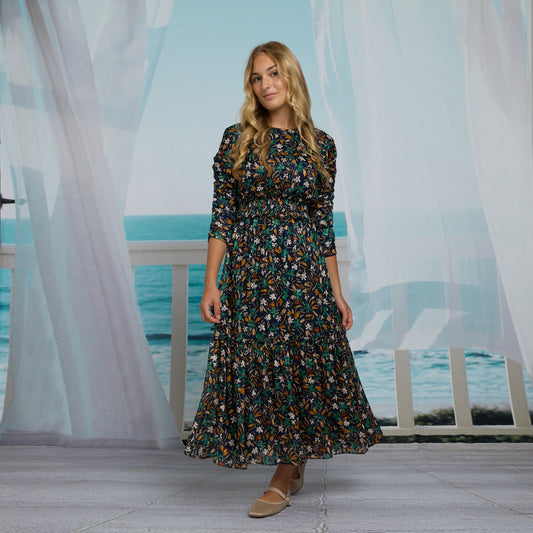 Sky Navy Floral Teen Dress