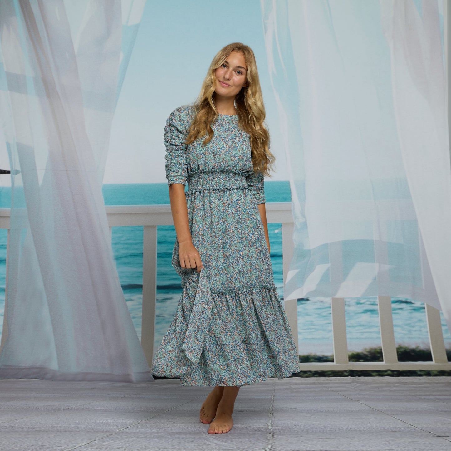 Sky Blue Floral Teen Dress - The Mimi Boutique