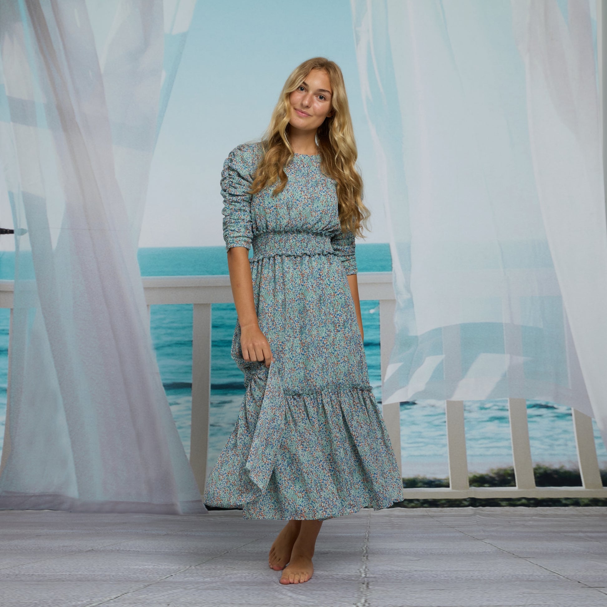 Sky Blue Floral Teen Dress - The Mimi Boutique