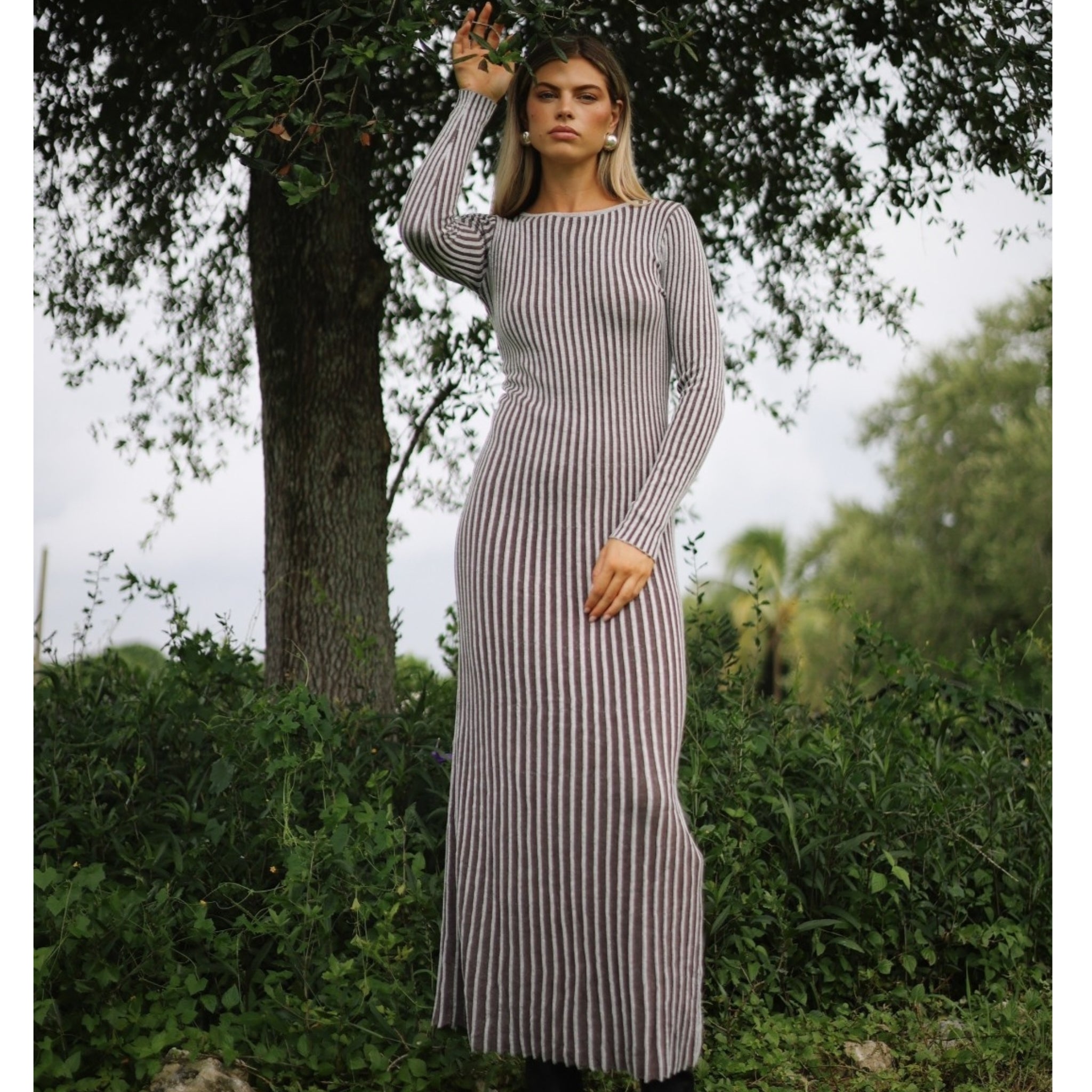 Ribbed Two Toned Cable Knit Dress Ribbed Two Toned Cable Knit Dress