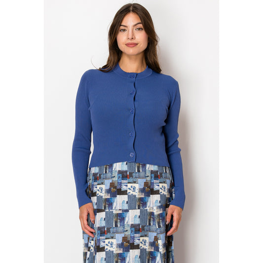 Blue Cropped Cardigan