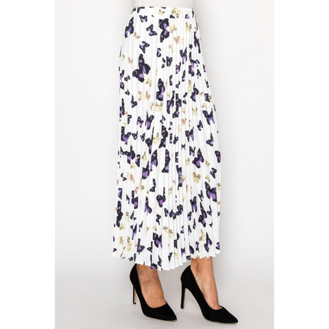 Purple Butterfly Pleated Skirt Yal