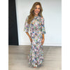 Sleeveless Ruffle Bottom Maxi Dress Pastel Floral