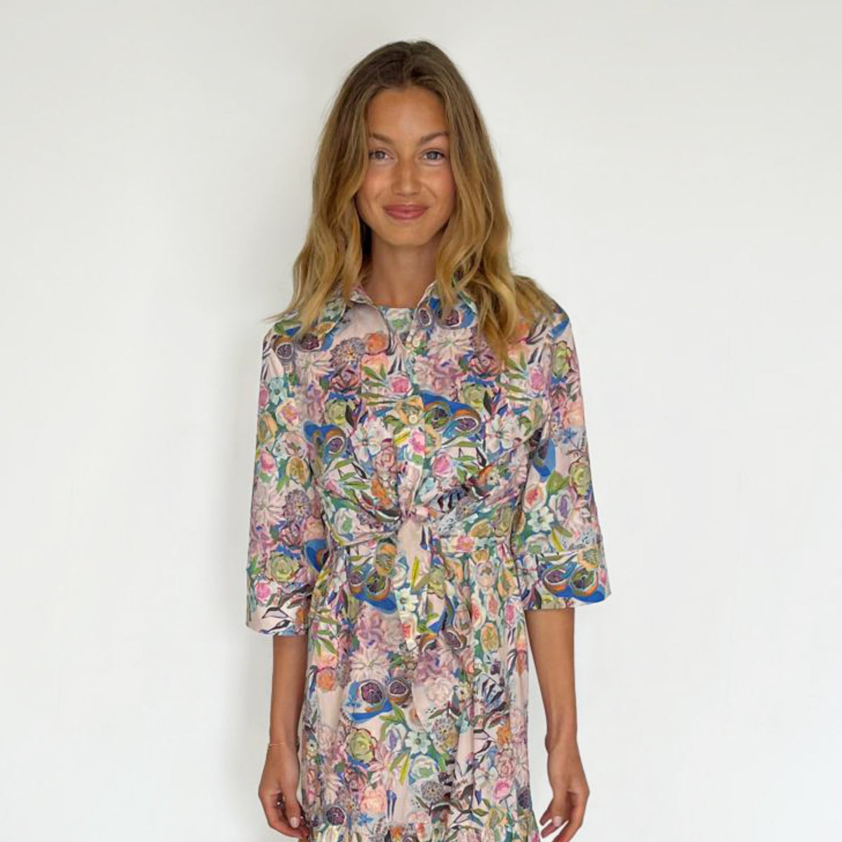 Pastel Floral Tie Blouse Ava Lea