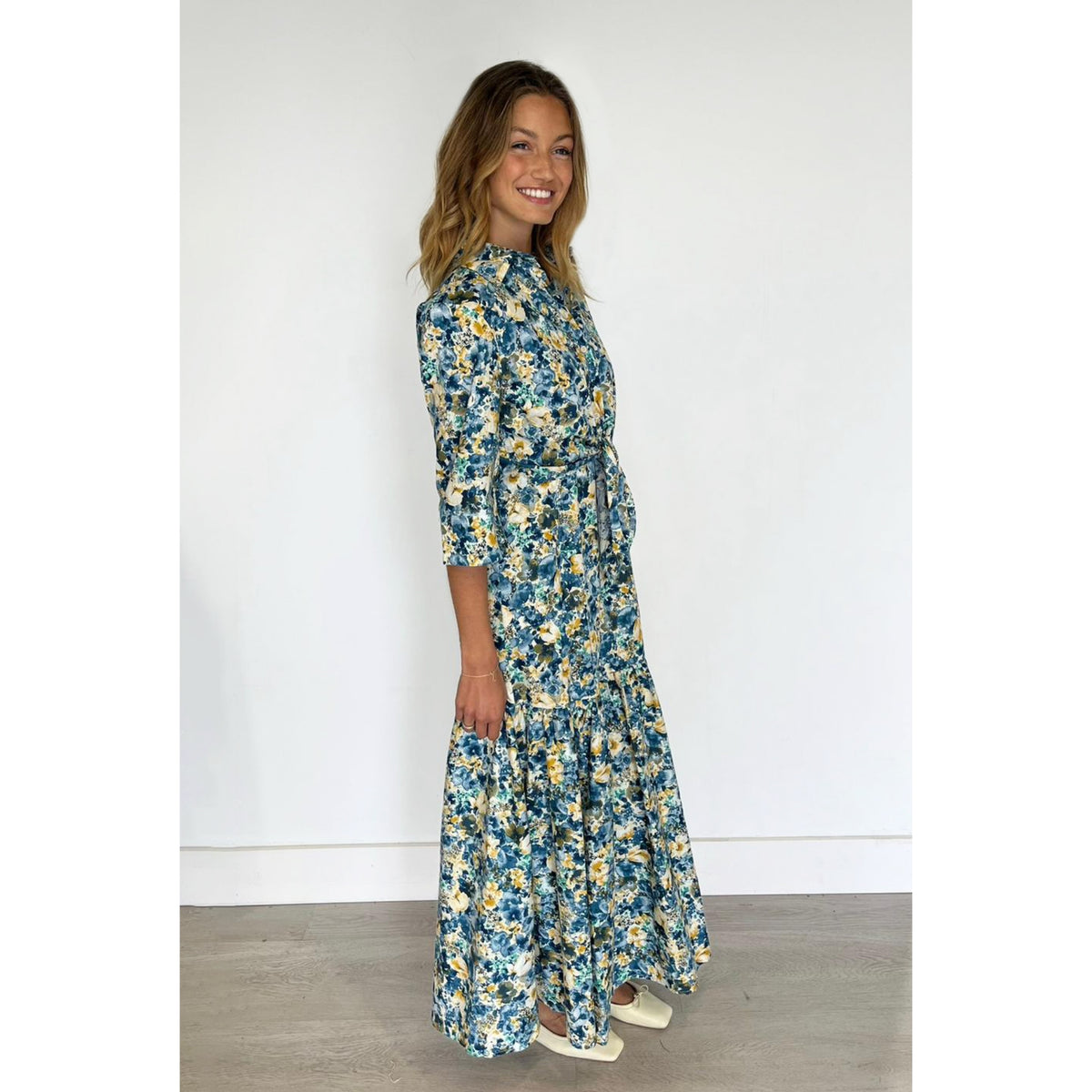 Blue Floral Tie Blouse Ava Lea