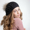 Black Cableknit Pom Beret by Valeri