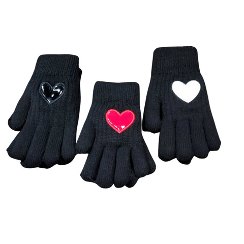 Patent Leather Heart Gloves by Dacee
