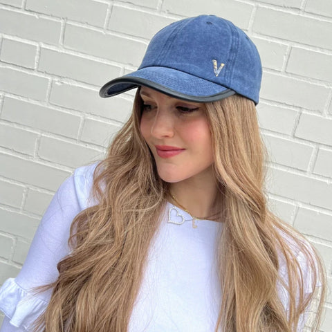 Black Leather Denim Cap by Valeri