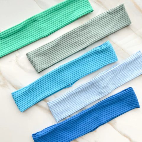 Blues and Greens Solid Ribbed Skinny Headband by Valeri