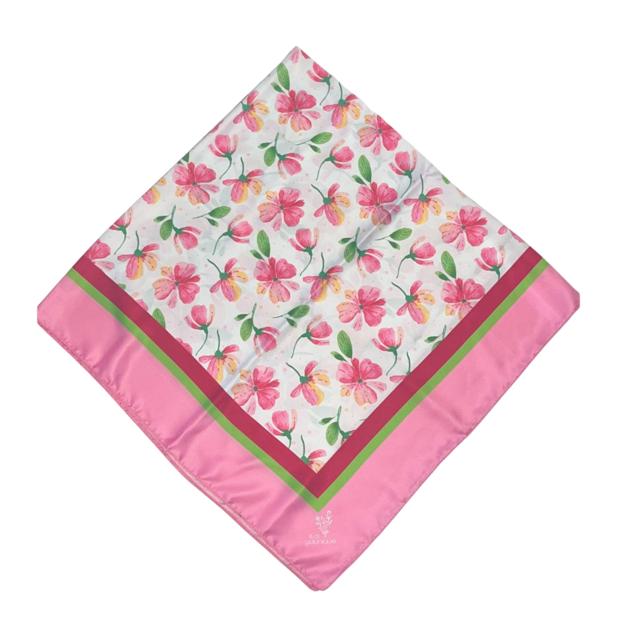 Silky Floral Open Square Headscarf by Its Younique