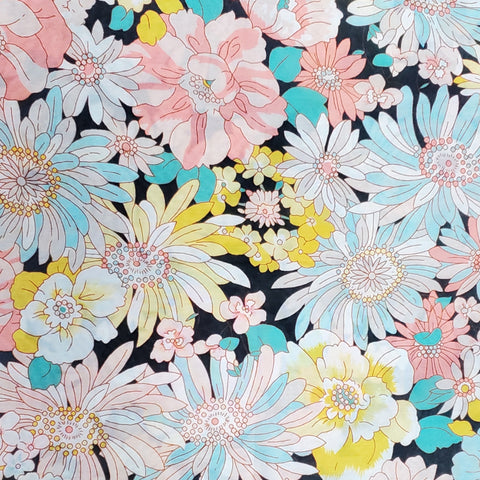 Midnight Neon Floral On Black Tichel by Nicsessories