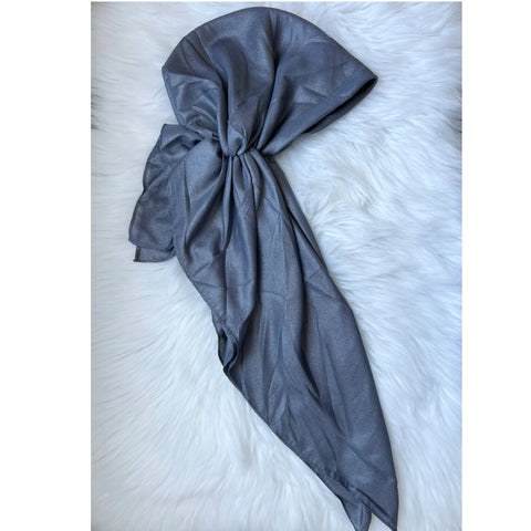 Shimmer Metallic Silver Pretied SB Headscarf