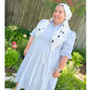 Alyssa X Valeri White Embroidered Daisy Pretied Headscarf