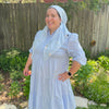 Alyssa X Valeri Sky Blue Embroidered Daisy Pretied Headscarf