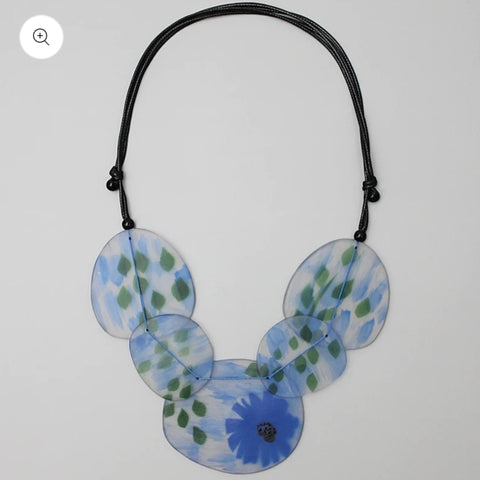 Blue Veronica Frosted Flower Necklace Sylca