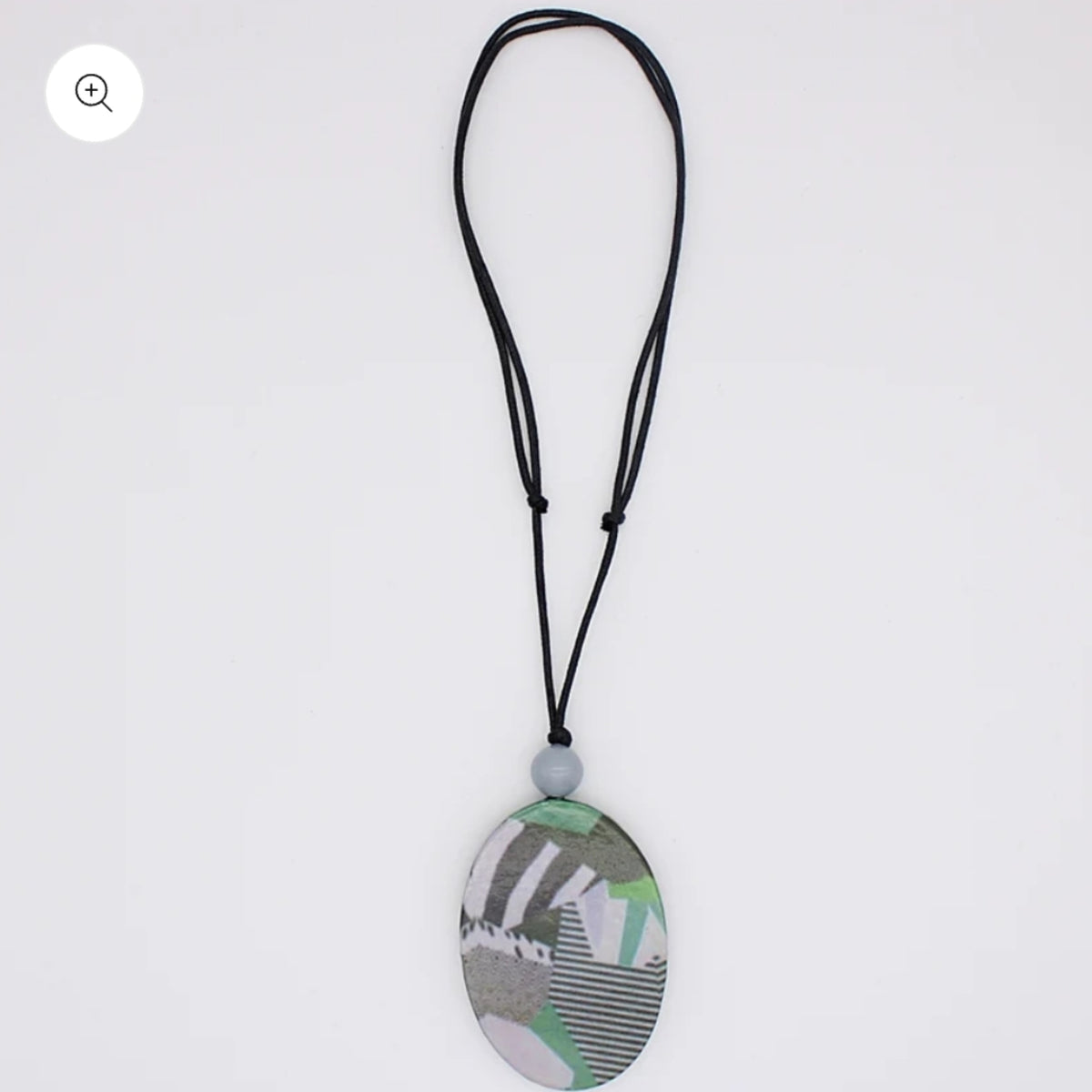 Green & Grey Scenic Decoupage Necklace Sylca