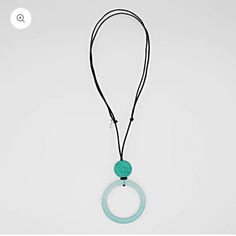 Aqua Circle Pendant Necklace Sylca