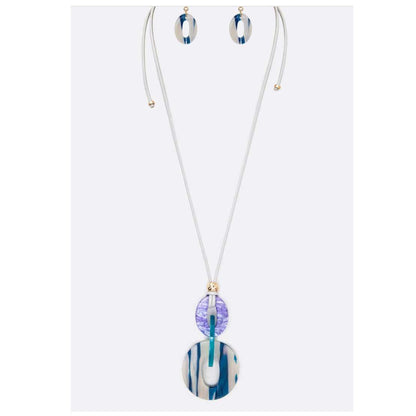 Tri Oval Geo Long Necklace Many Colors