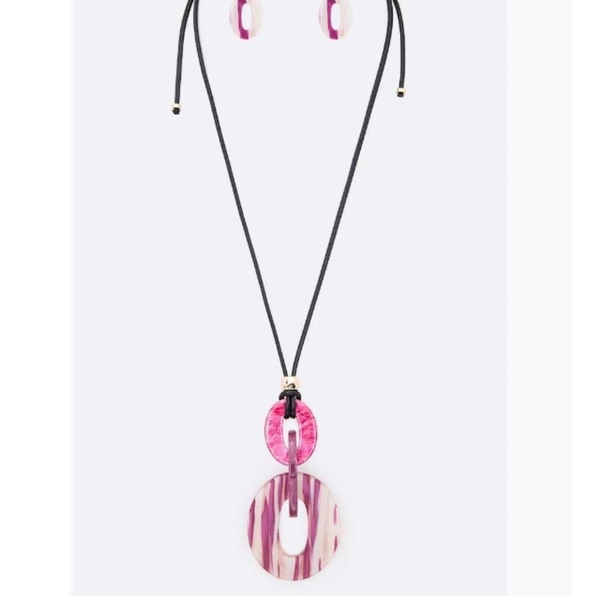 Tri Oval Geo Long Necklace Many Colors