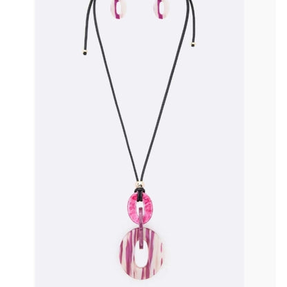 Tri Oval Geo Long Necklace Many Colors