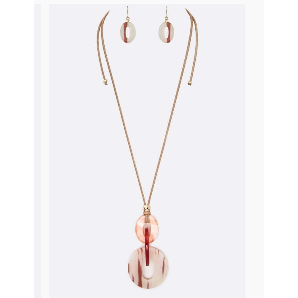 Tri Oval Geo Long Necklace Many Colors