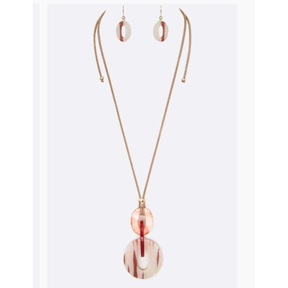 Tri Oval Geo Long Necklace Many Colors