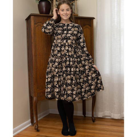 Nava Black Floral Dress by Lilac Teen