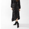 Satin Ruched Skirt Black