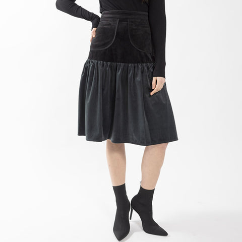 Velvet Colorblock Skirt
