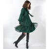 Green Ruched Neck Tie Dress