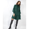 Green Ruched Neck Tie Dress