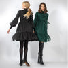 Green Ruched Neck Tie Dress
