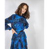 Layered Pleated Blue Printed Dress