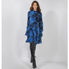Layered Pleated Blue Printed Dress